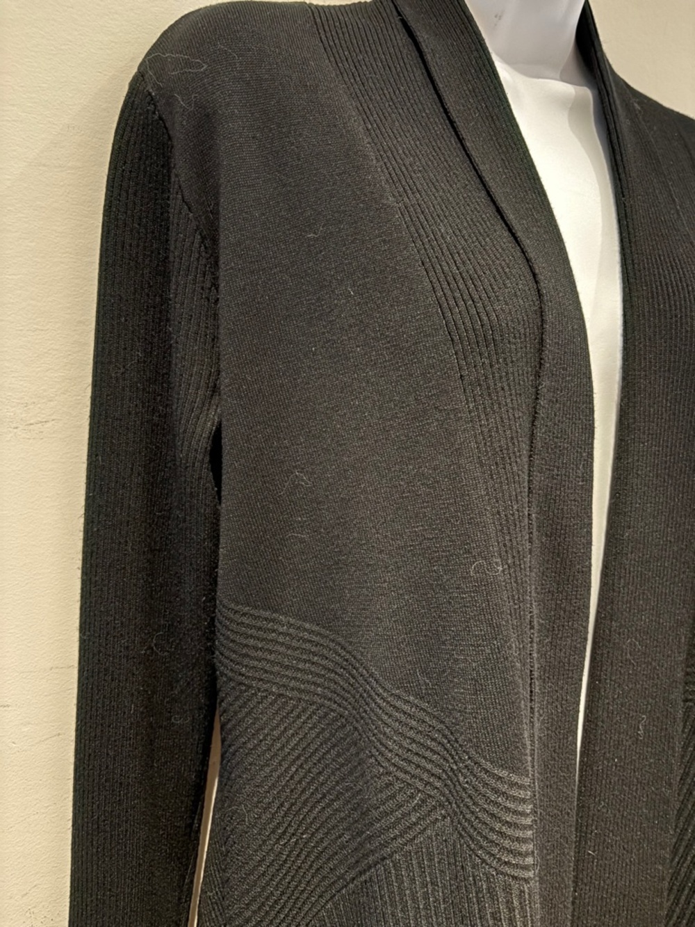 Black Cardigan, Intricate Pattern, Size S - Picture 2 of 4